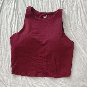 Old Navy Medium Burgundy Red Light Support PowerChill Longline Sports Bra Tank